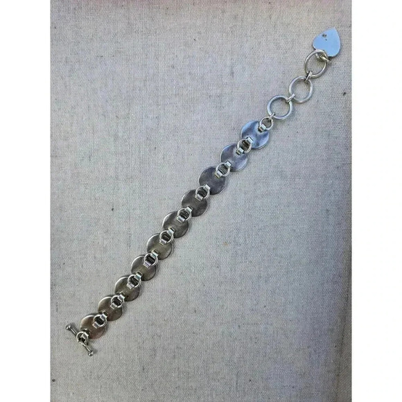 JSVR Jacqueline Smiley 950 Sterling Silver Vintage Buttons Link Bracelet - Picture 3 of 4